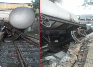 මරදානේදී දුම්රියක් පීලි පනී! දුම්රිය වේදිකාවට දැඩි හානි!