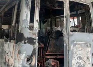 අලුත්ම බස් රථ 4ක් ගිනිගෙන විනාශ වෙයි! මිලියන 30කට අධික පාඩුවක්!