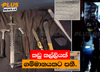 කඩු කල්ලියක් ගම්මානයකට පනී.