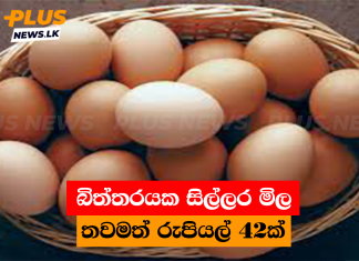 බිත්තරයක සිල්ලර මිල තවමත් රුපියල් 42ක්