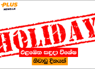 එළඹෙන සඳුදා විශේෂ නිවාඩු දිනයක්