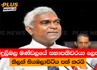 විදුලිබල මණ්ඩලයේ සභාපතිවරයා ලෙස තිලක් සියඹලාපිටිය පත් කරයි