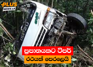 ප්රපාතයකට ටිපර් රථයක් පෙරලෙයි
