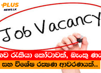 නව රැකියා කෝටාවක්, බැංකු ණය සහ විශේෂ රක්ෂණ ආවරණයක්..