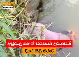 අවුරුදු පහක් වයසැති දරුවෙක් දියේ ගිලී මරුට