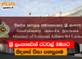 ශ්රී ලංකාවෙන් රටවල් 38කට නිදහස් වීසා පහසුකම