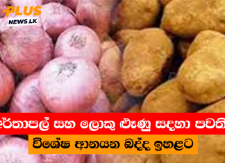 අර්තාපල් සහ ලොකු ළුෑණු සදහා පවතින විශේෂ ආනයන බද්ද ඉහළට