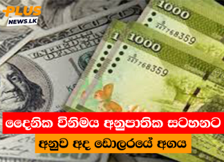 දෛනික විනිමය අනුපාතික සටහනට අනුව අද ඩොලරයේ අගය