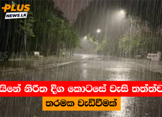 දිවයිනේ නිරිත දිග කොටසේ වැසි තත්ත්වයේ තරමක වැඩිවීමක්