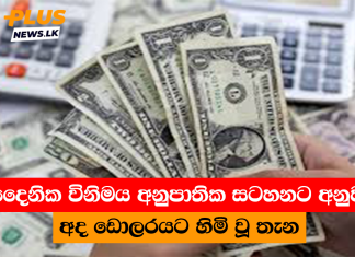 දෛනික විනිමය අනුපාතික සටහනට අනුව අද ඩොලරයට හිමි වූ තැන