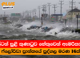 මිල්ටන් සුළි කුණාටුව හේතුවෙන් ඇමරිකාවේ ෆ්ලෝරීඩා ප්රාන්තයේ පුද්ගල මරණ 16ක්