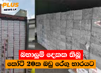 බහාලුම් දෙකක තිබූ කෝටි 20ක බඩු රේගු භාරයට