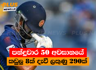 පන්දුවාර 50 අවසානයේ කඩුලු 8ක් දැවී ලකුණු 290ක්