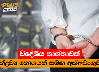 විදේශීය කාන්තාවක් මත්ද්රව්ය තොගයක් සමඟ අත්අඩංගුවට