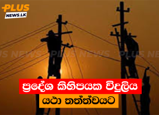 ප්රදේශ කිහිපයක විදුලිය යථා තත්ත්වයට
