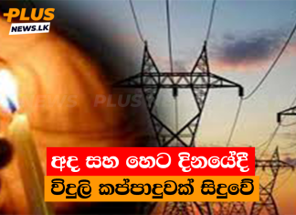 අද සහ හෙට දිනයේදී විදුලි කප්පාදුවක් සිදුවේ